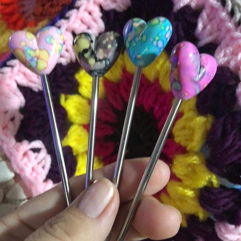 Crochet valentines hearts steel hooks